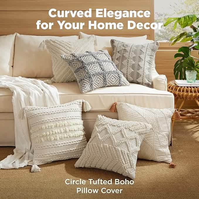 GentleSoft™ Circle Tufted Boho Pillow Cover Semicircle