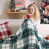 Printed Throw Sherpa Blanket christmas Green