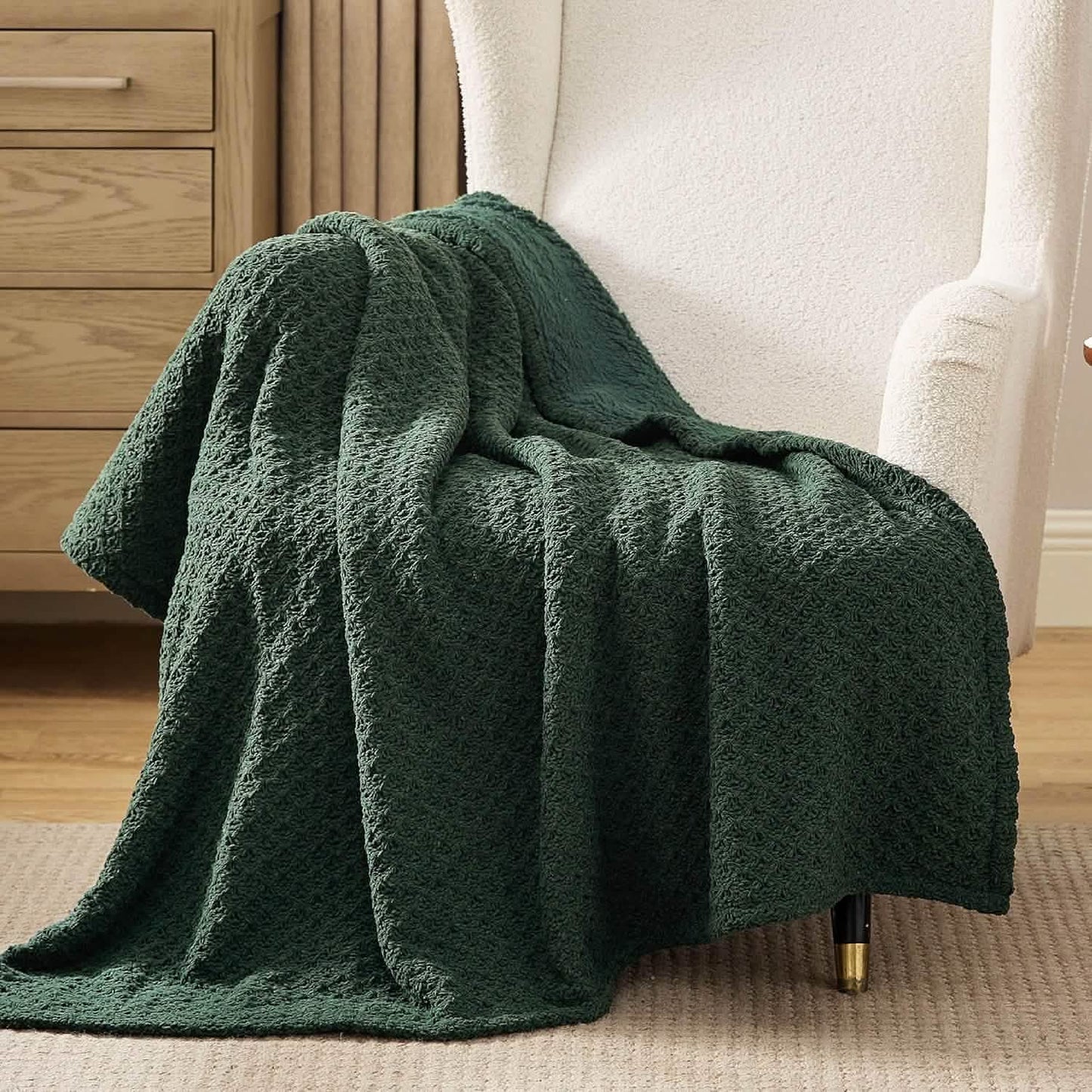 Knit Sherpa Reversible Throw Blanket-Grid