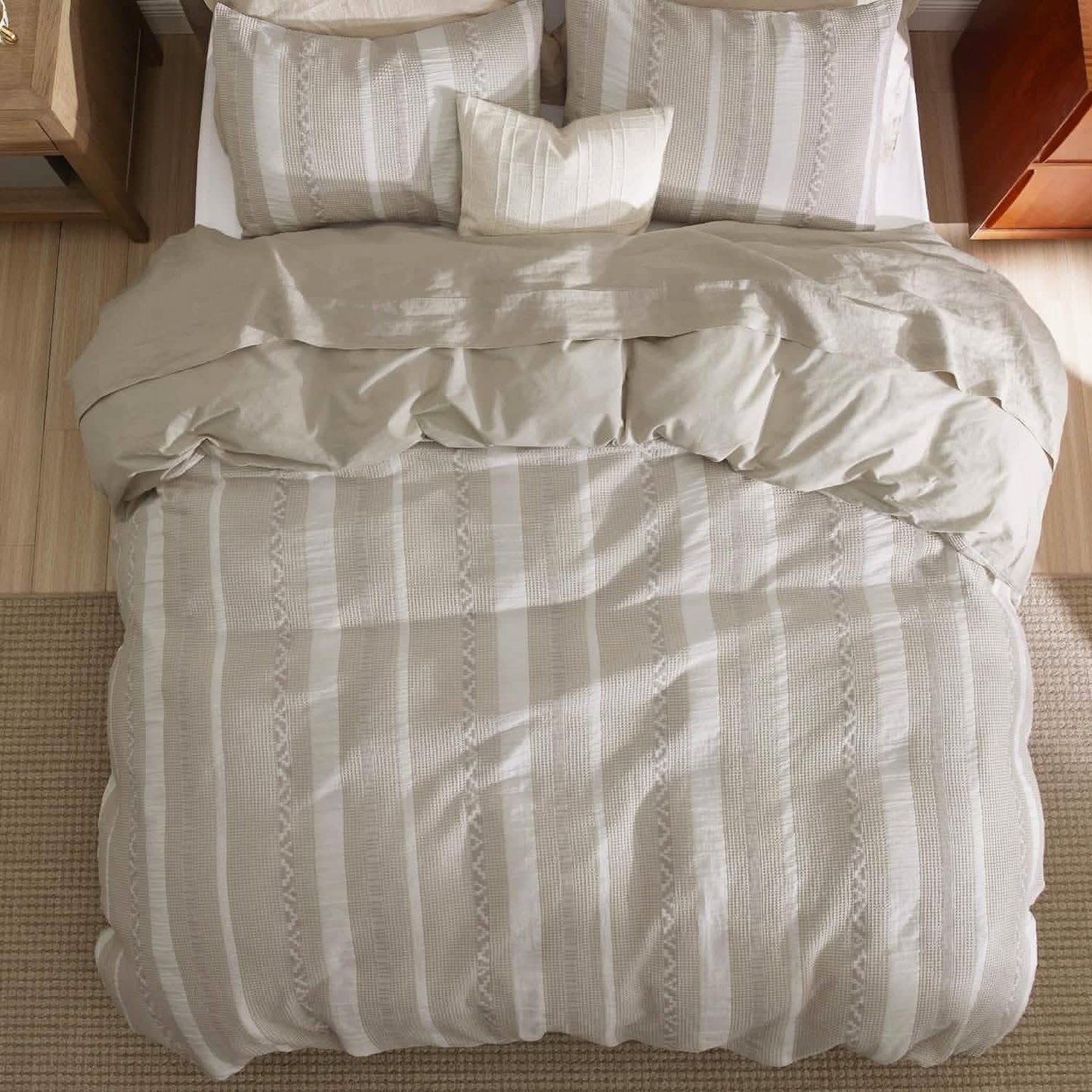 Cotton Boho Waffle Weave Duvet Cover Set