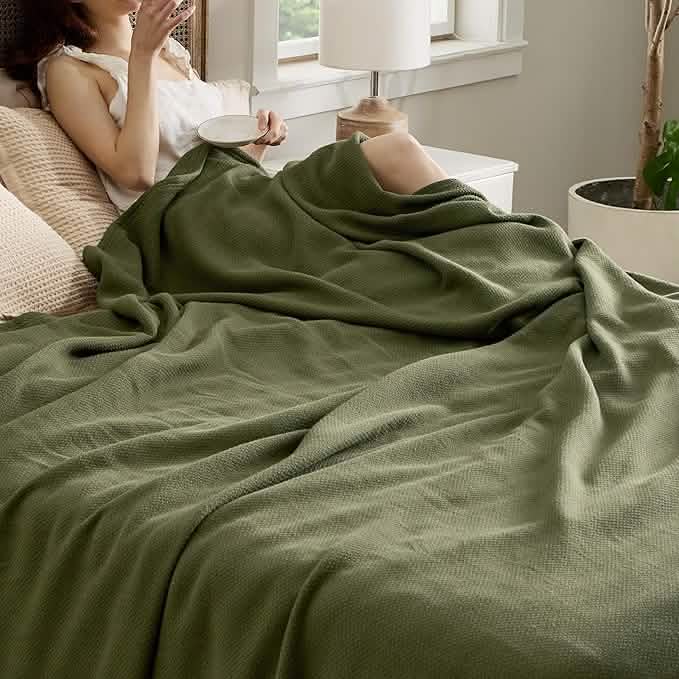 100% Cotton Herringbone Woven Blanket