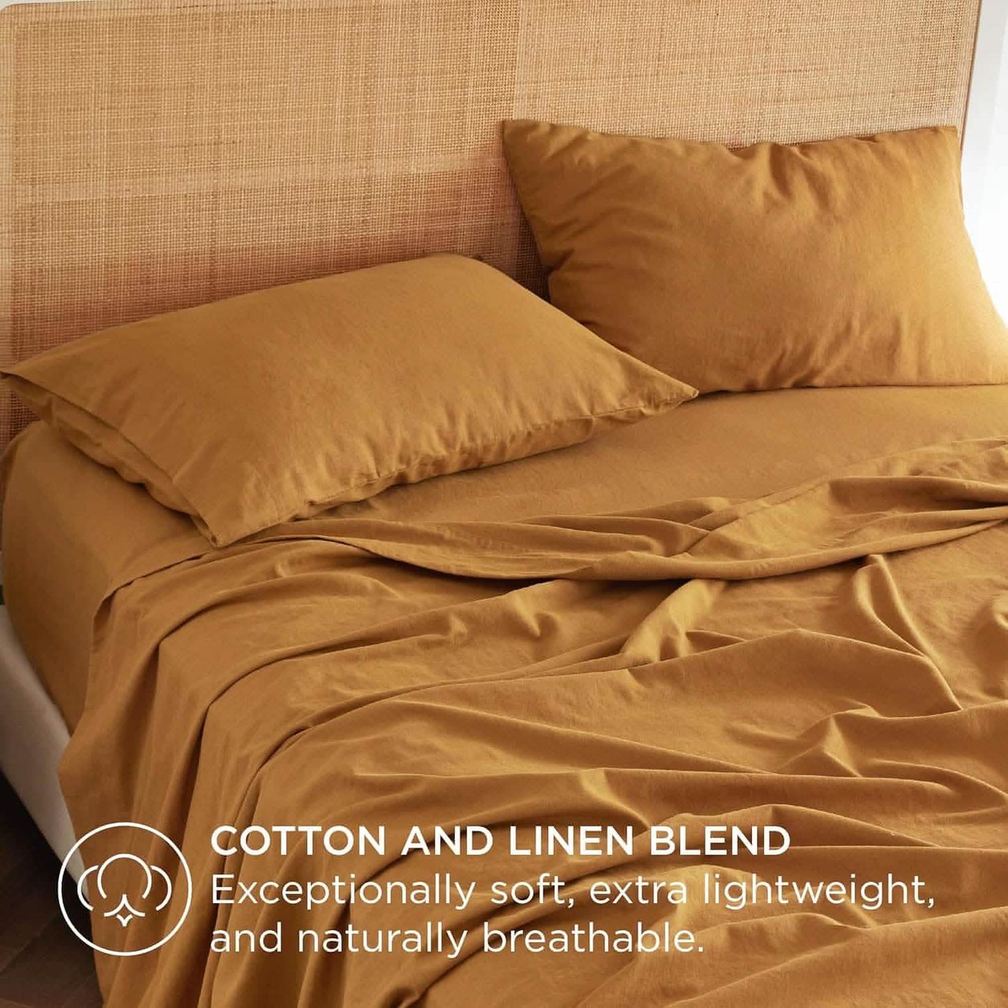 Breathable Cotton Linen Bed Sheet Set