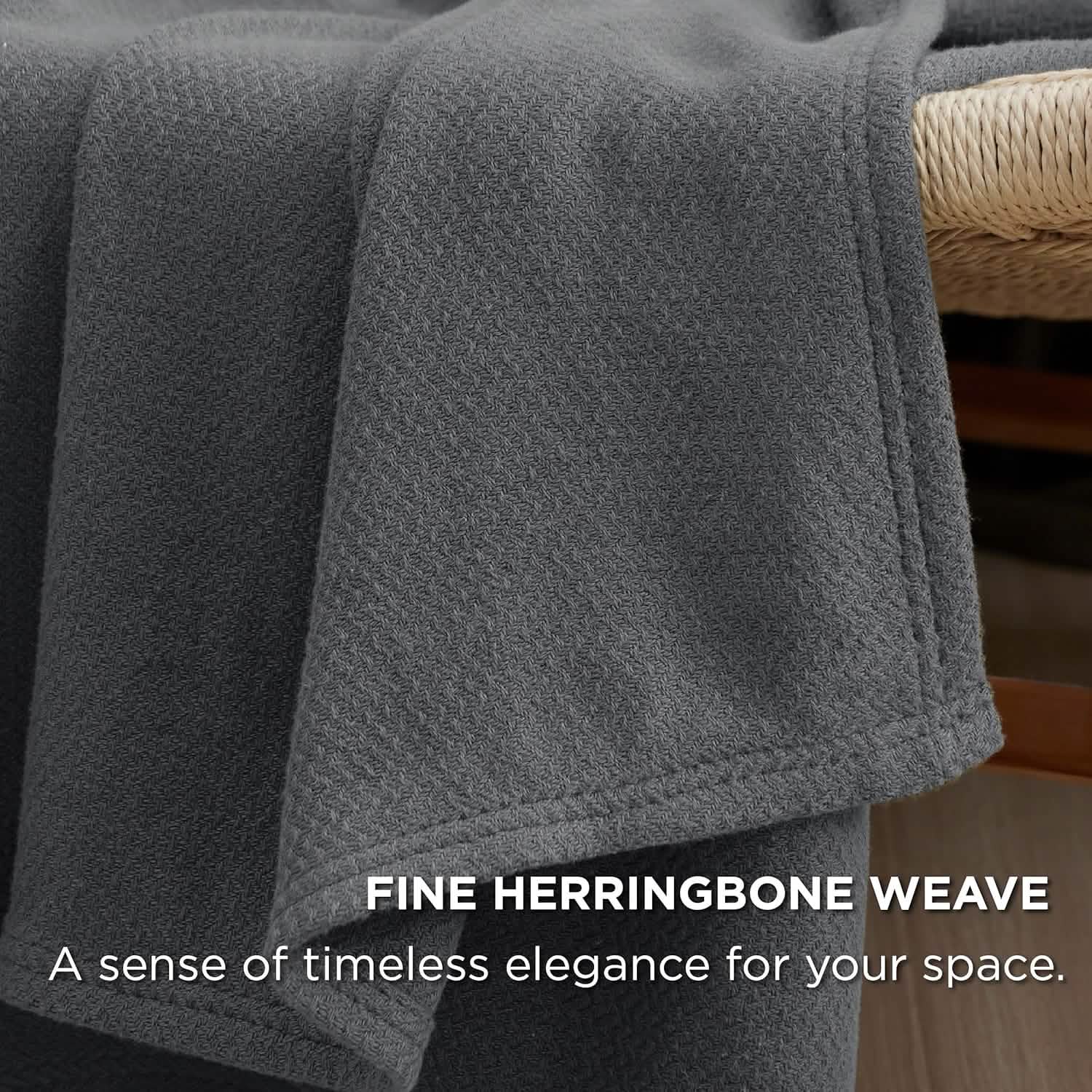 100% Cotton Herringbone Woven Blanket