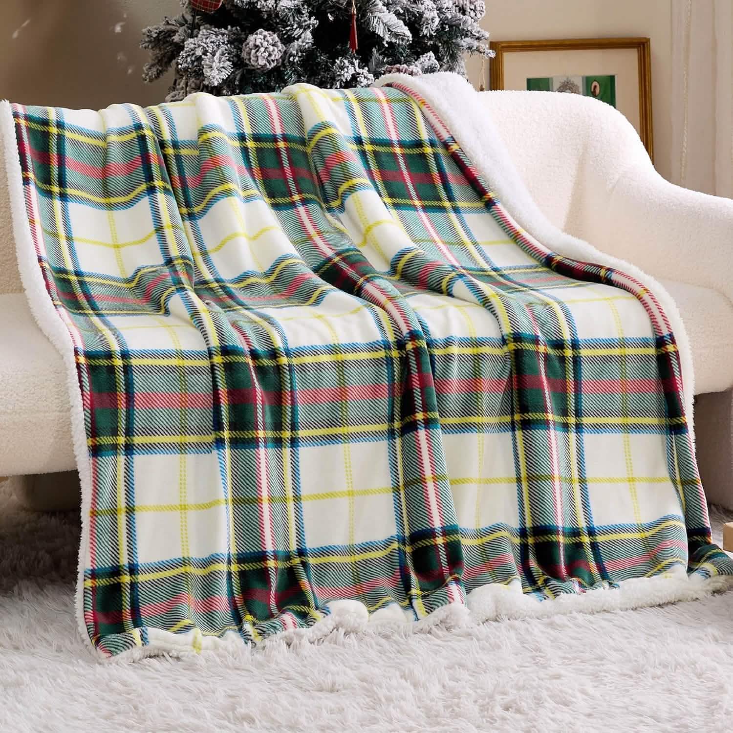 Printed Throw Sherpa Blanket christmas Red