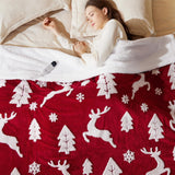 Bedsure Christmas Flannel Heated Blanket Christmas Reindeer