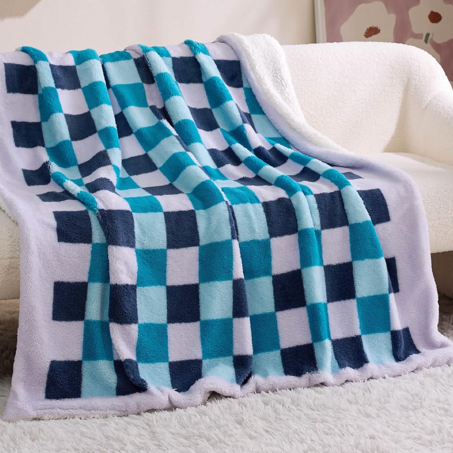 Printed Throw Sherpa Blanket lavender