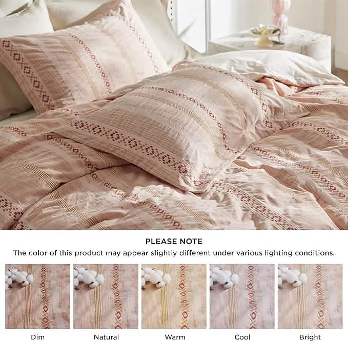 100% Cotton Waffle Stripe X Jacquard Duvet Cover Set