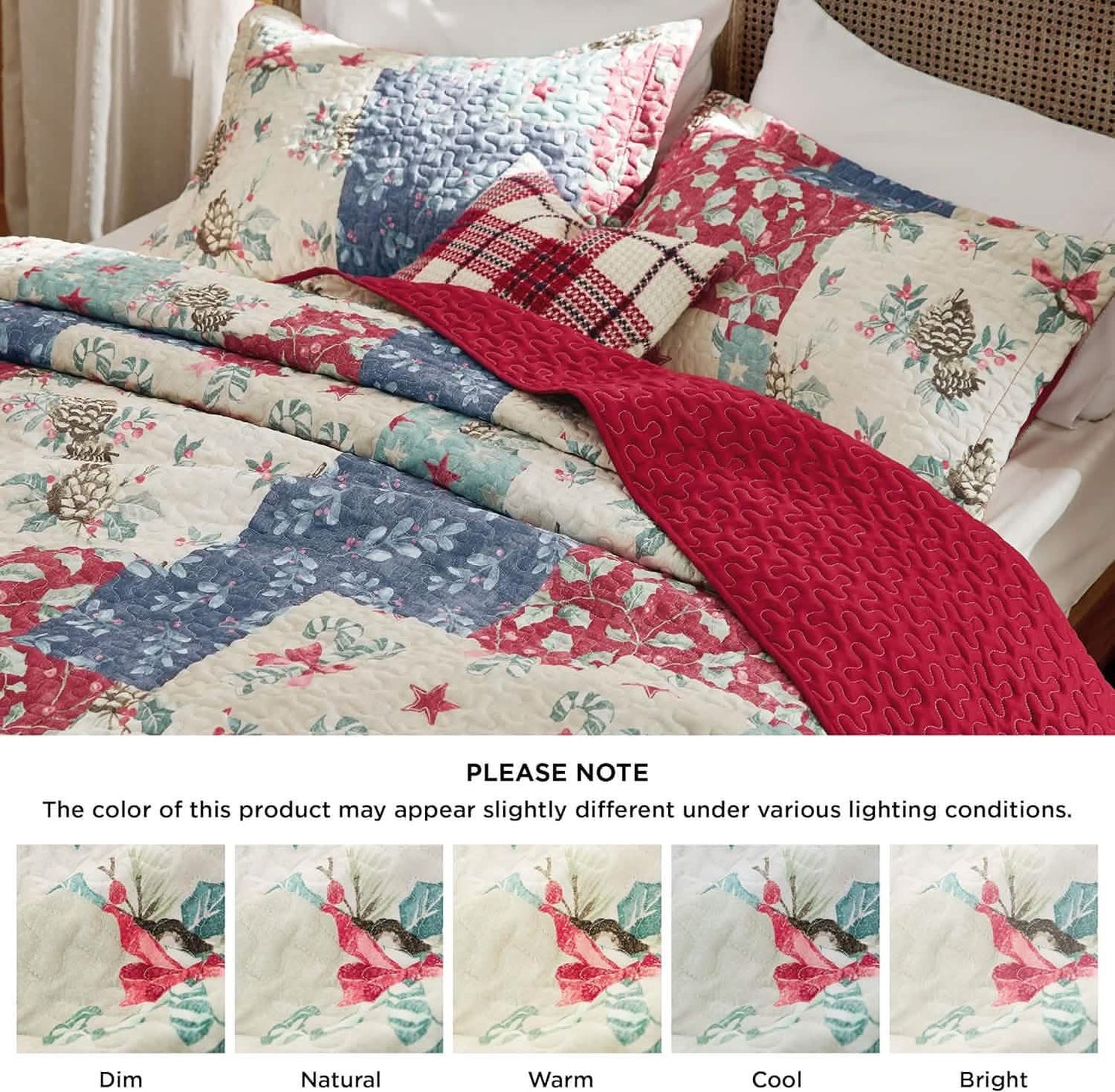 Christmas Modern Patchwork Quilt Set Plant