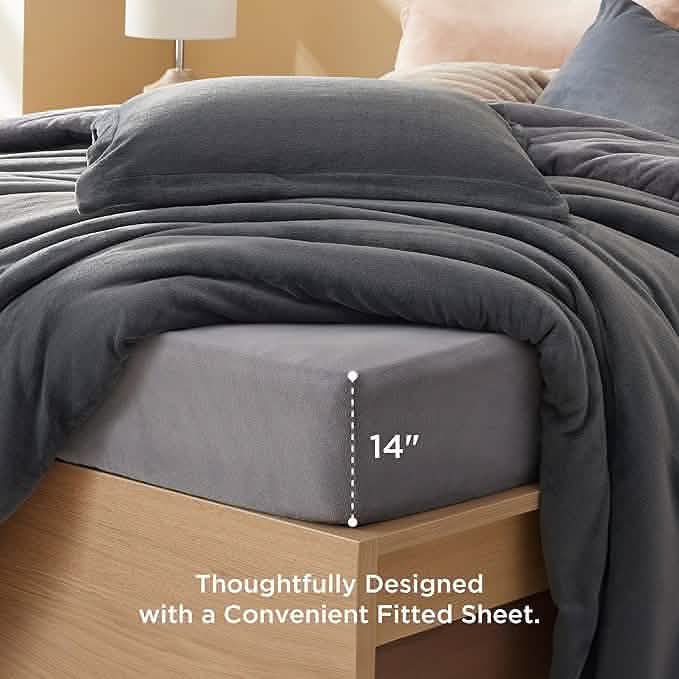 Puffy Flannel Fleece Comforter Set