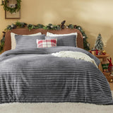 Bedsure Striped Flannel Comforter Set