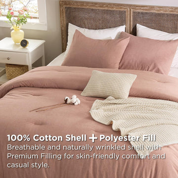 Bedsure 5 Piece Cotton Waffle Weave Bed-in-a-bag