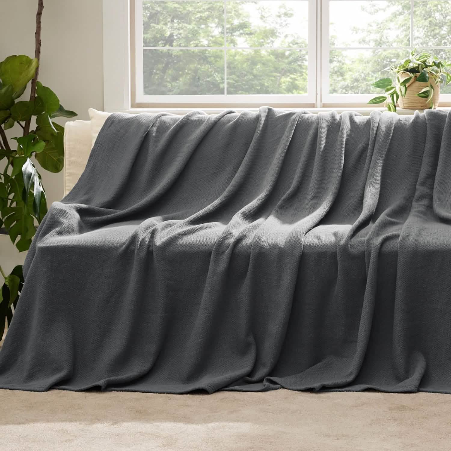 100% Cotton Herringbone Woven Blanket