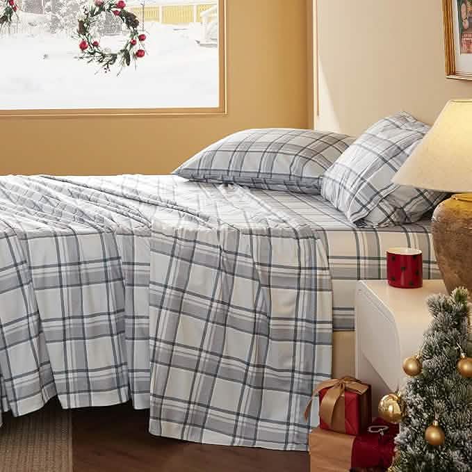 Faux Cotton Flannel Sheet Set Grey