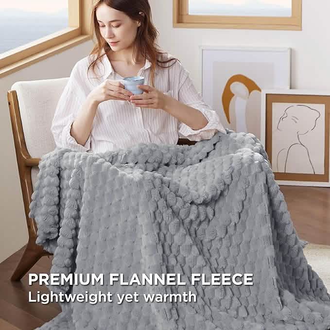 Textured Bubble Flannel Fleece Blanket