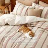 Bedsure 100% Cotton Stripe Textured Jacquard Duvet Cover Set