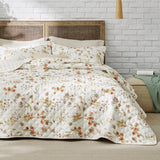 Bedsure Floral Quilt Set White