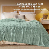 Bedsure Acquard Decorative Shaggy Fleece Blanket