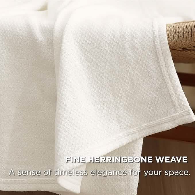 100% Cotton Herringbone Woven Blanket