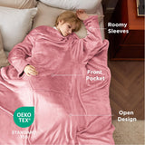 Bedsure Warmth Coverage Flannel Wearable Blanket