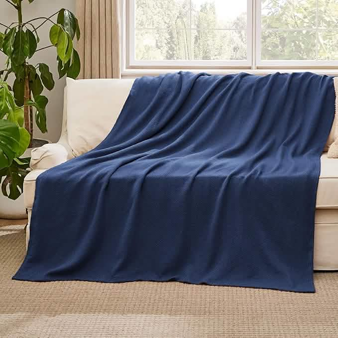 Bedsure 100% Cotton Herringbone Woven Blanket