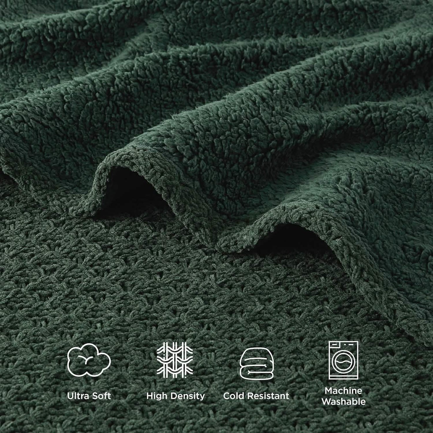 Knit Sherpa Reversible Throw Blanket-Grid