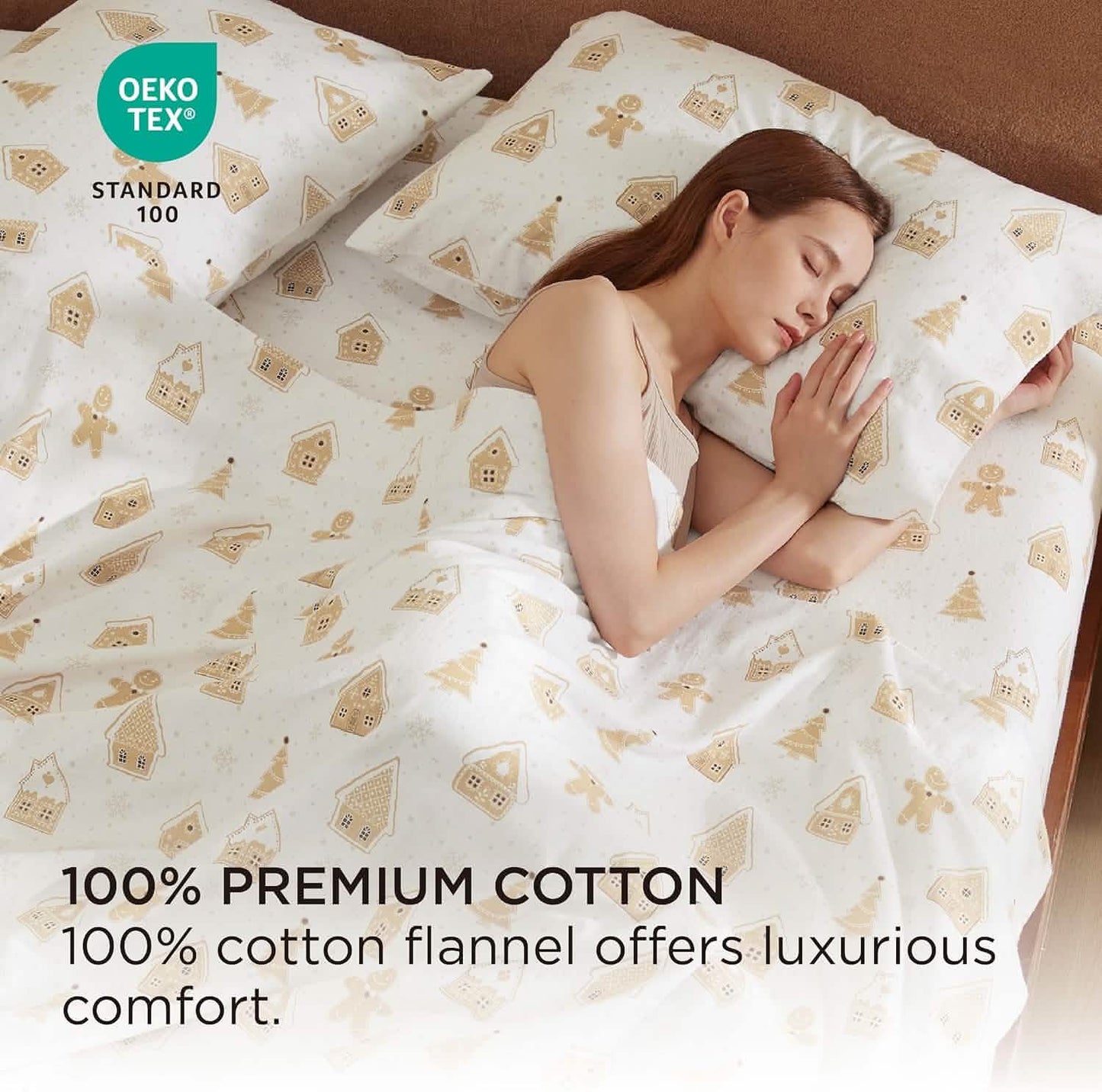 100% Cotton Flannel Sheets Almond Buff