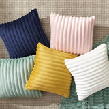 Striped Flannel Fleece Square Throw Pillow Cover