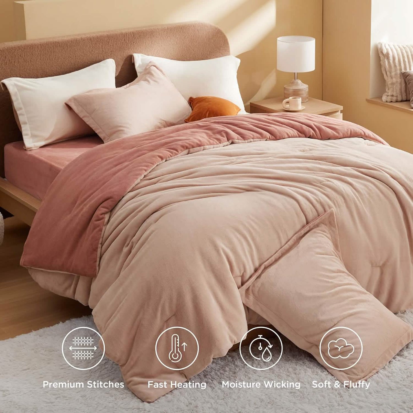Puffy Flannel Fleece Comforter Set