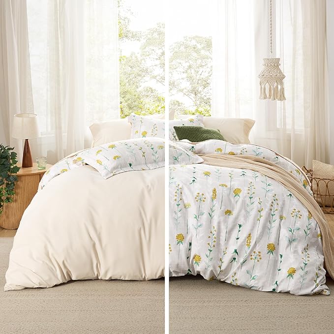 Reversible Beige Duvet Cover Set