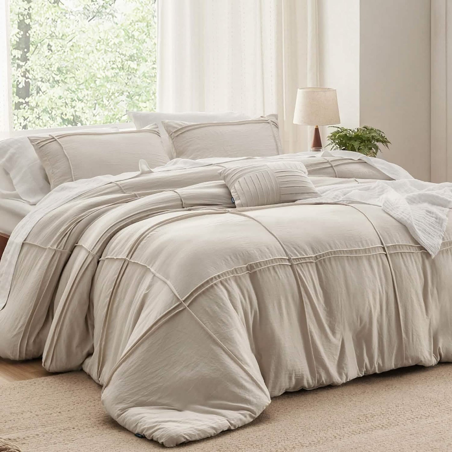 Striped Tufted Embroidery Duvet Cover Set