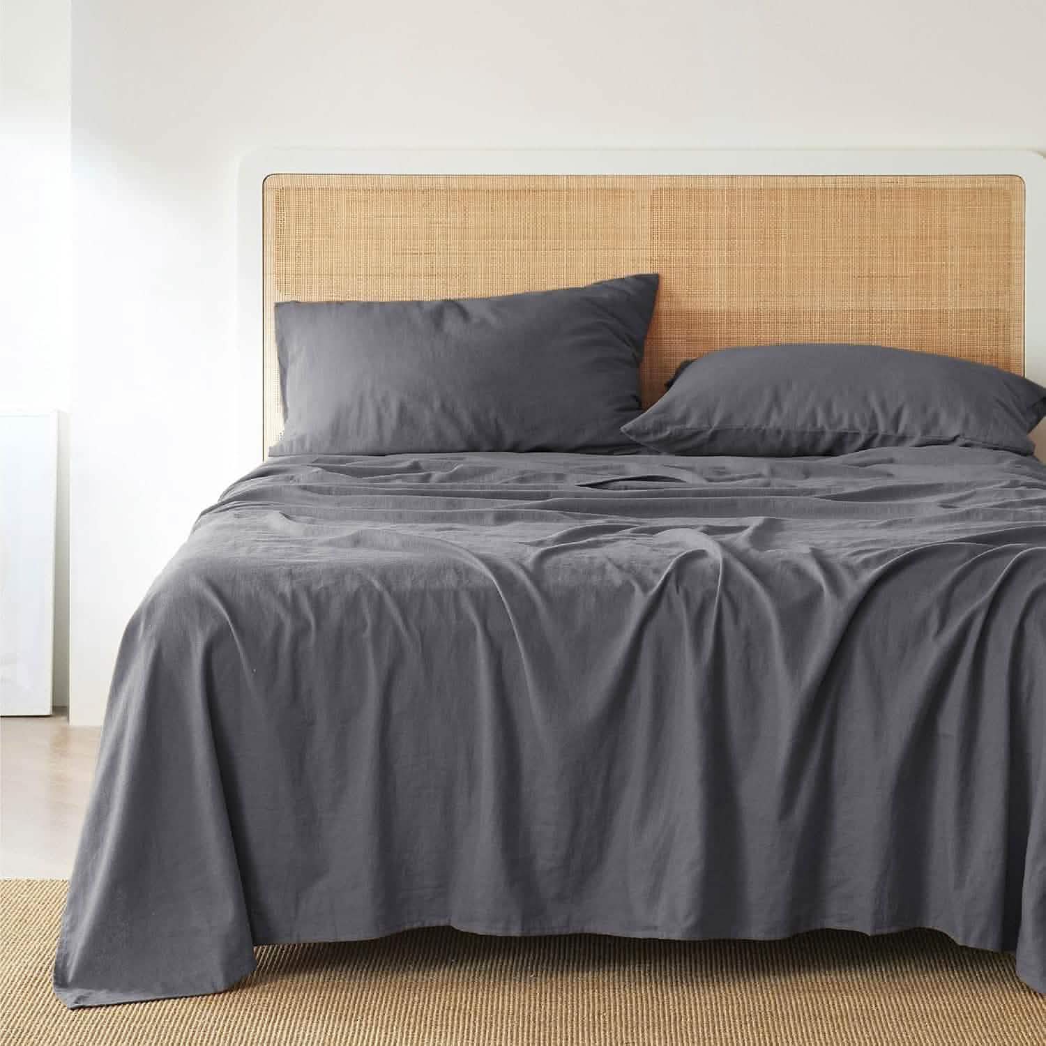 Breathable Cotton Linen Bed Sheet Set