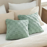 Checked Fleece Square Throw Pillow Cover