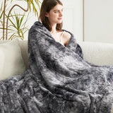 Faux Fur and Sherpa Tie-dye Reversible Blanket