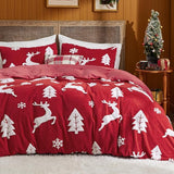 Bedsure Snowflake Comforter Set Red