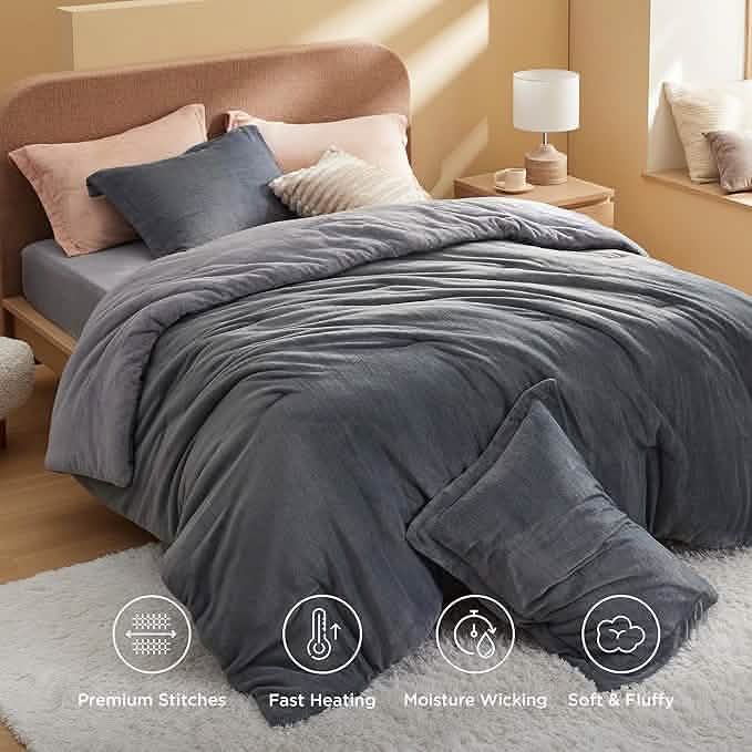 Puffy Flannel Fleece Comforter Set