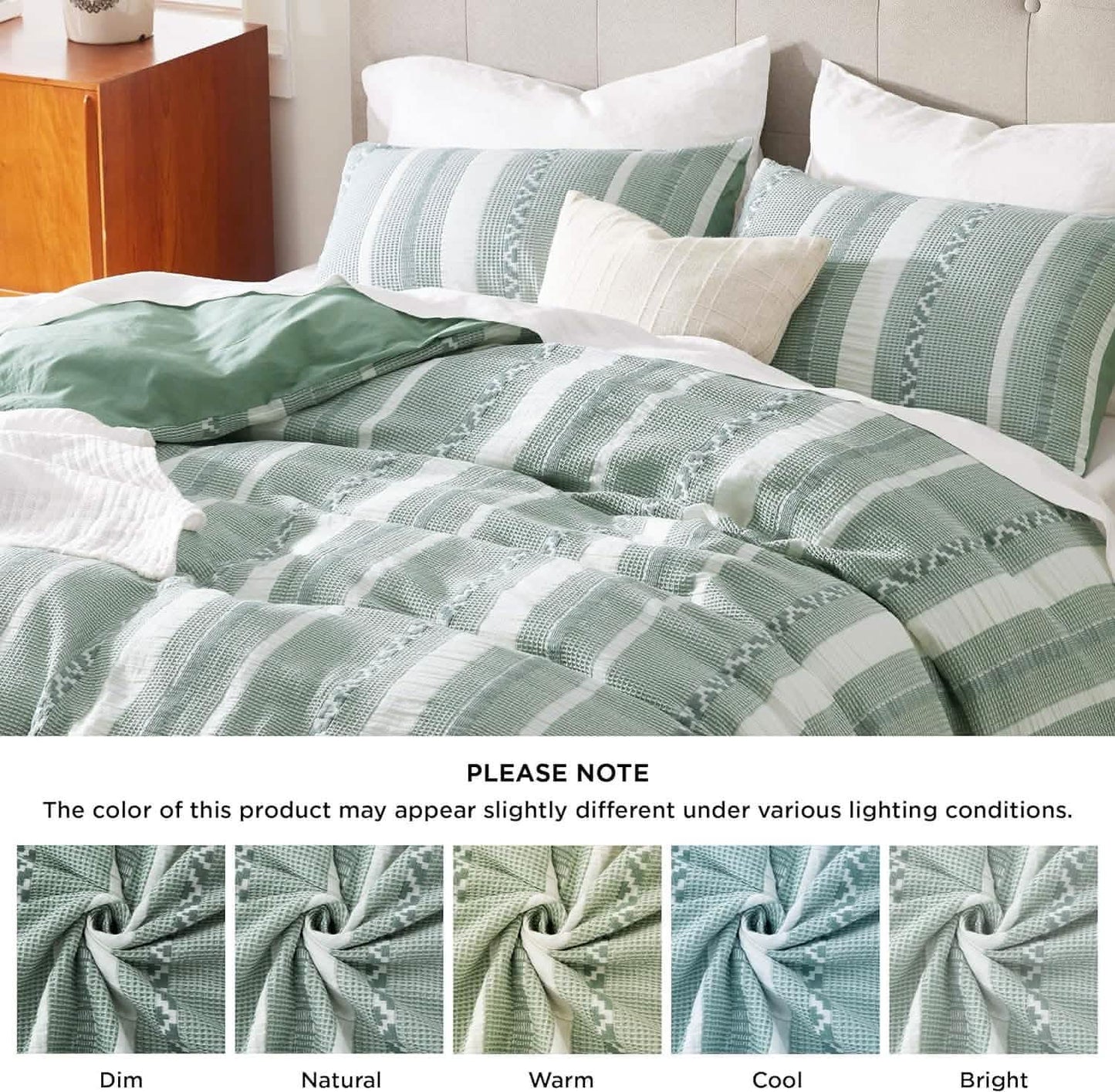 Cotton Boho Waffle Weave Duvet Cover Set