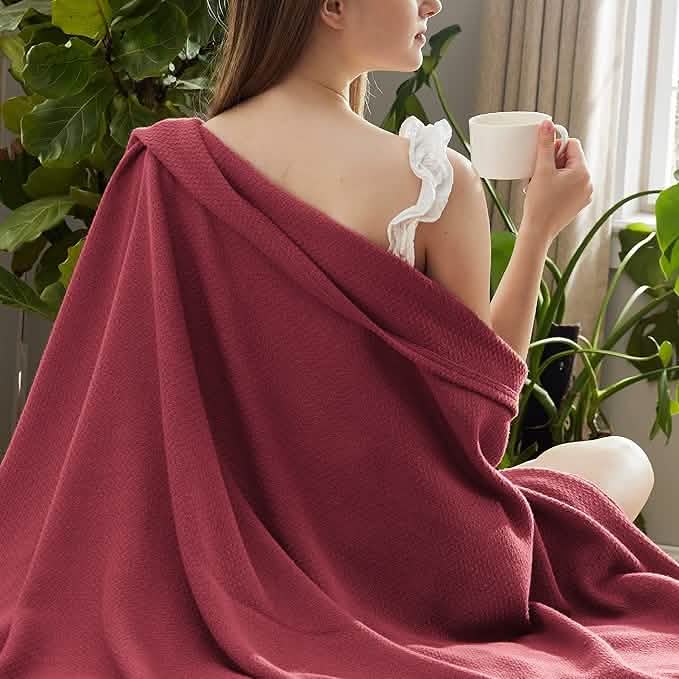 100% Cotton Herringbone Woven Blanket