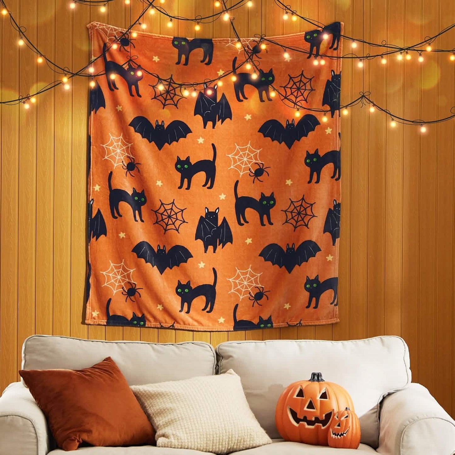 Halloween Blanket Black Orange