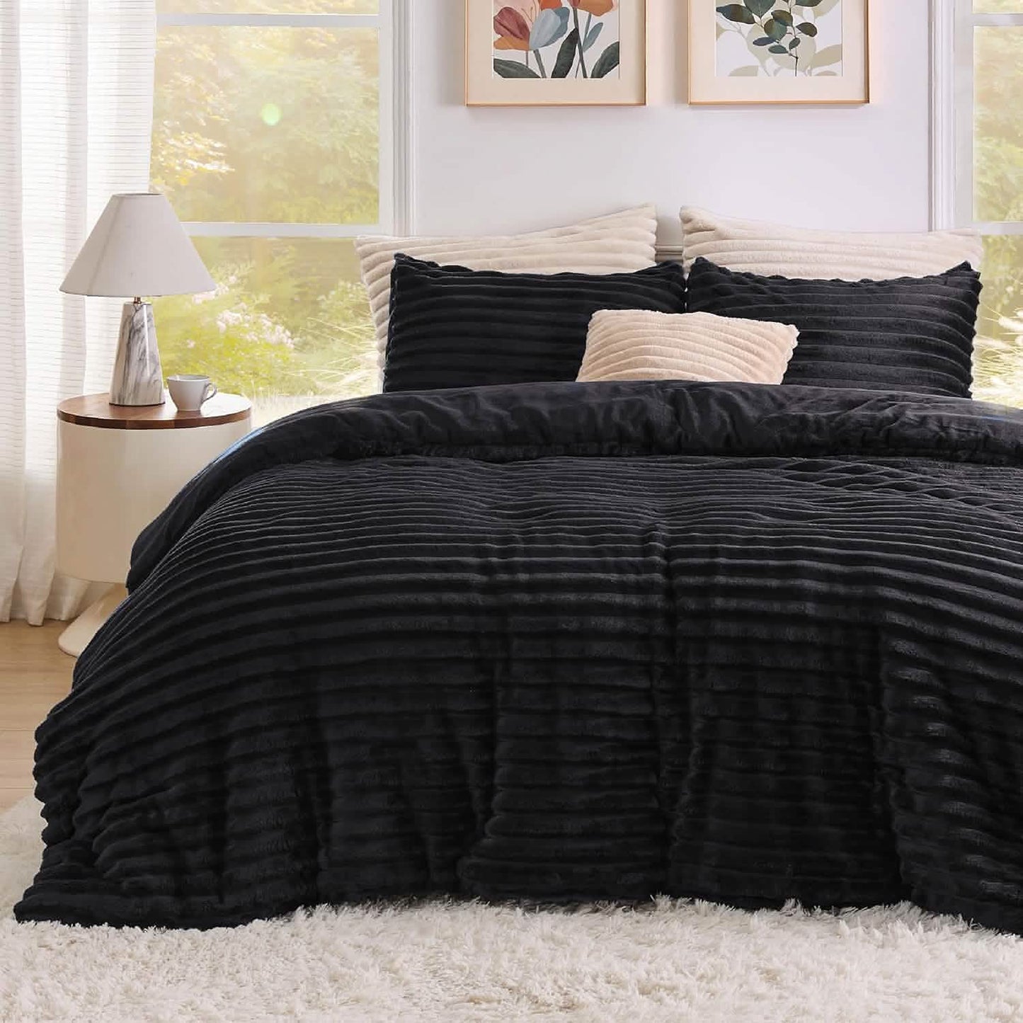 Striped Flannel Comforter Set