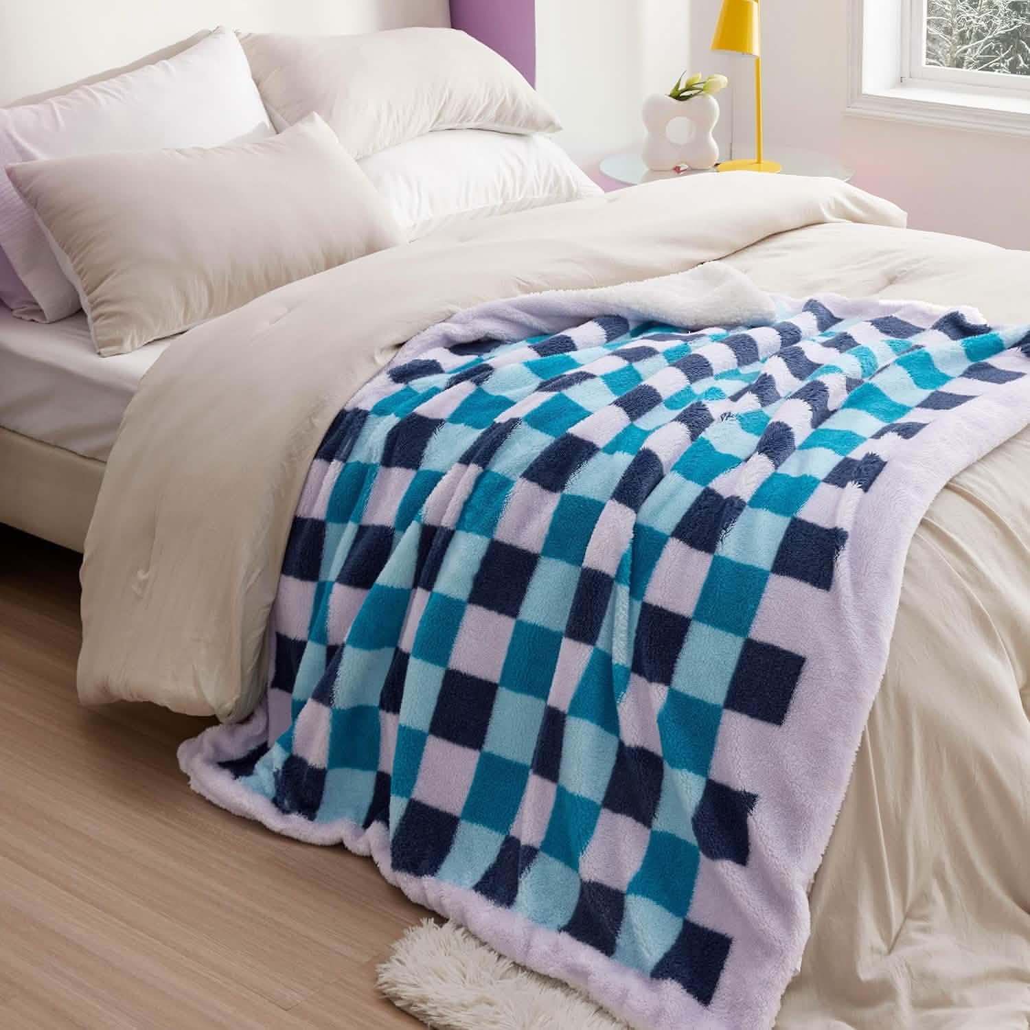 Printed Throw Sherpa Blanket lavender