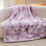 Faux Fur and Sherpa Tie-dye Reversible Blanket