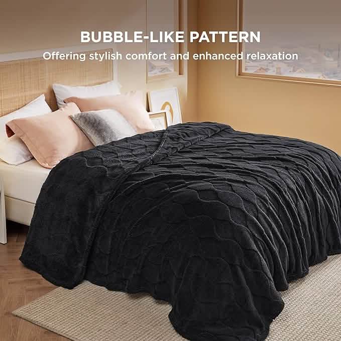 Acquard Decorative Shaggy Fleece Blanket