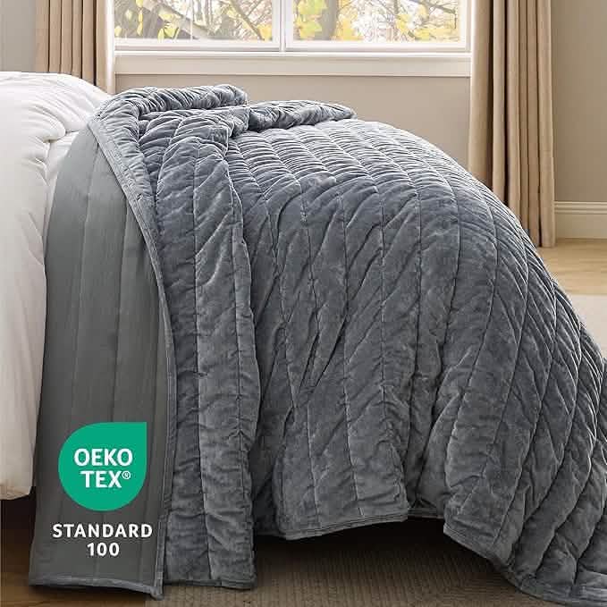Grace Striped Velvet Quilt Set