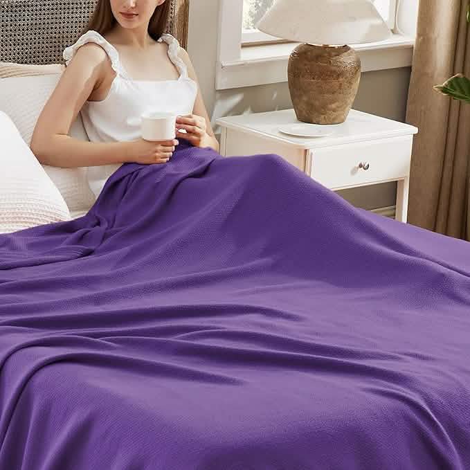 100% Cotton Herringbone Woven Blanket