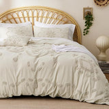 Bedsure 100% Cotton Tufted Duvet Cover Set Beige