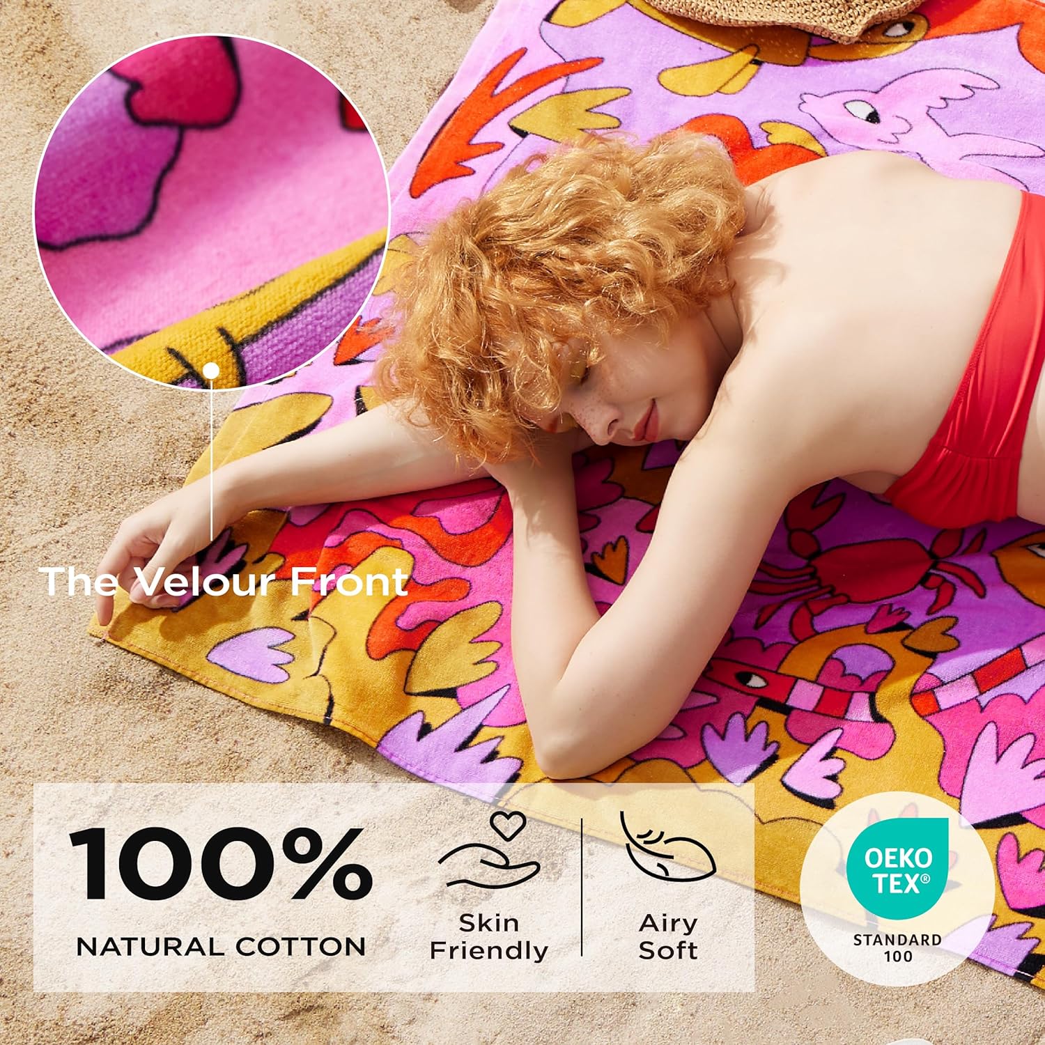 U by Bedsure 100% Cotton -  Underwater World Oversized Beach Towel