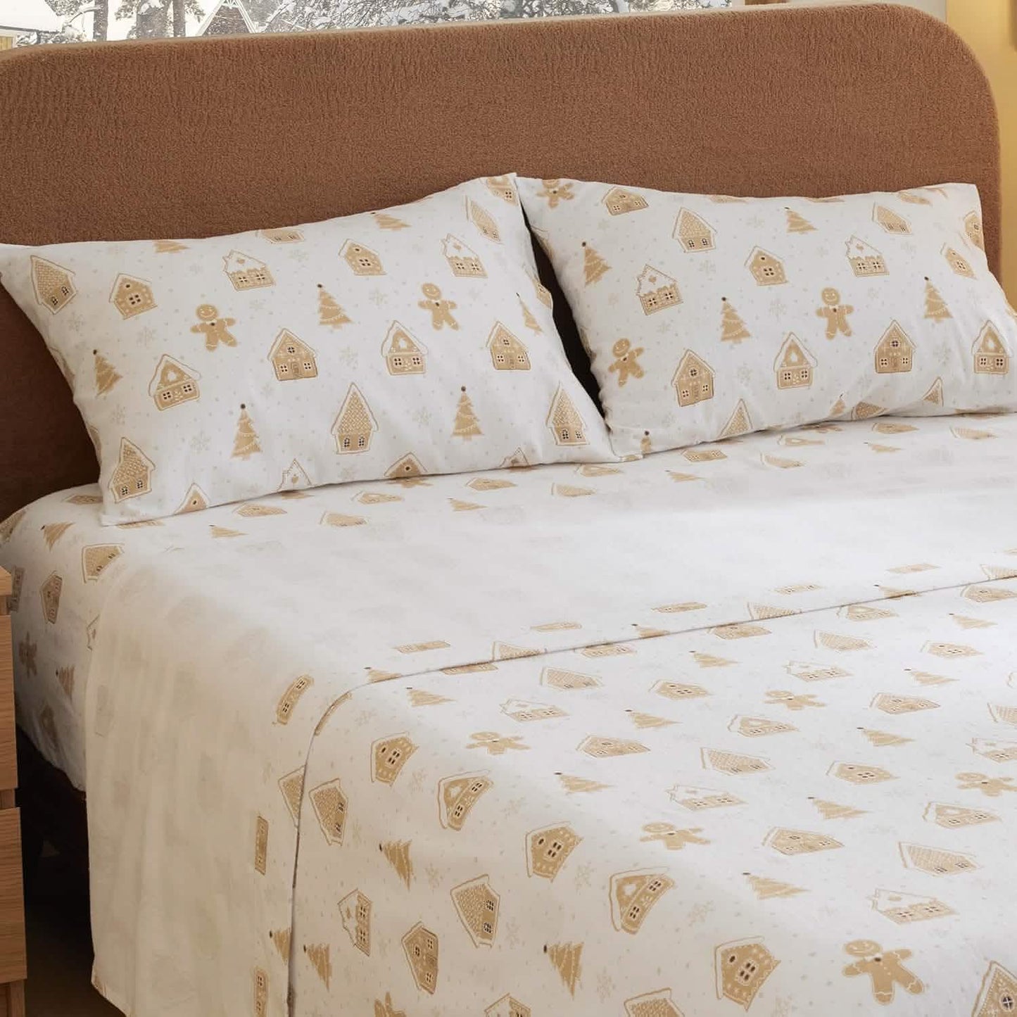 100% Cotton Flannel Sheets Almond Buff