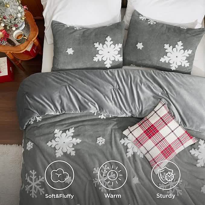Snowflake Comforter Set Grey