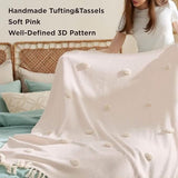 Bedsure Boho Tufted Cotton Blend Throw Blanket