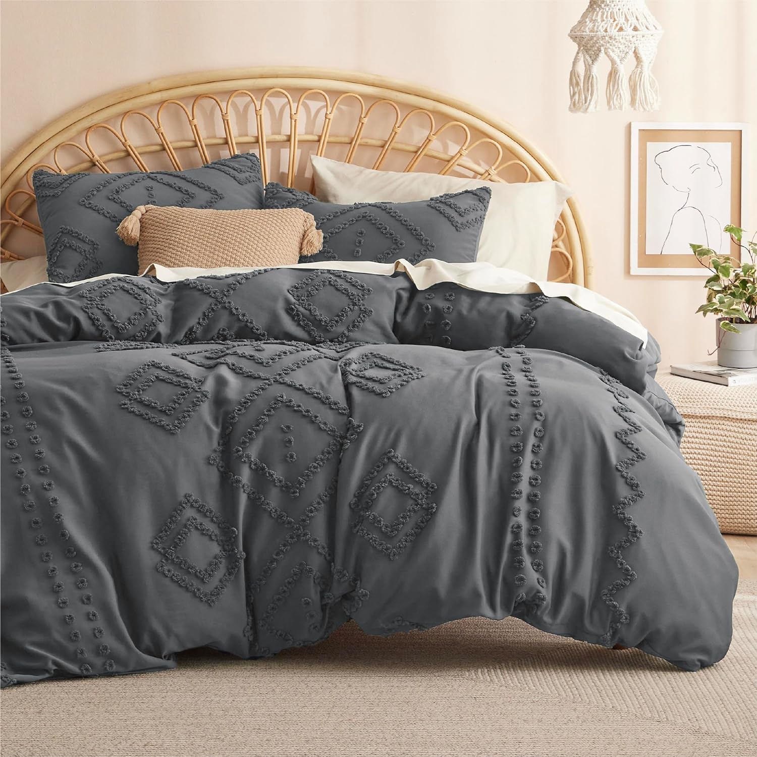 Tufted Embroidery Duvet Cover Set